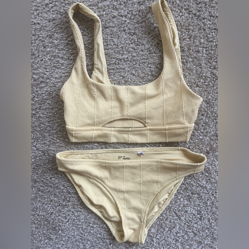 Aerie Yellow Textured Bikini Set